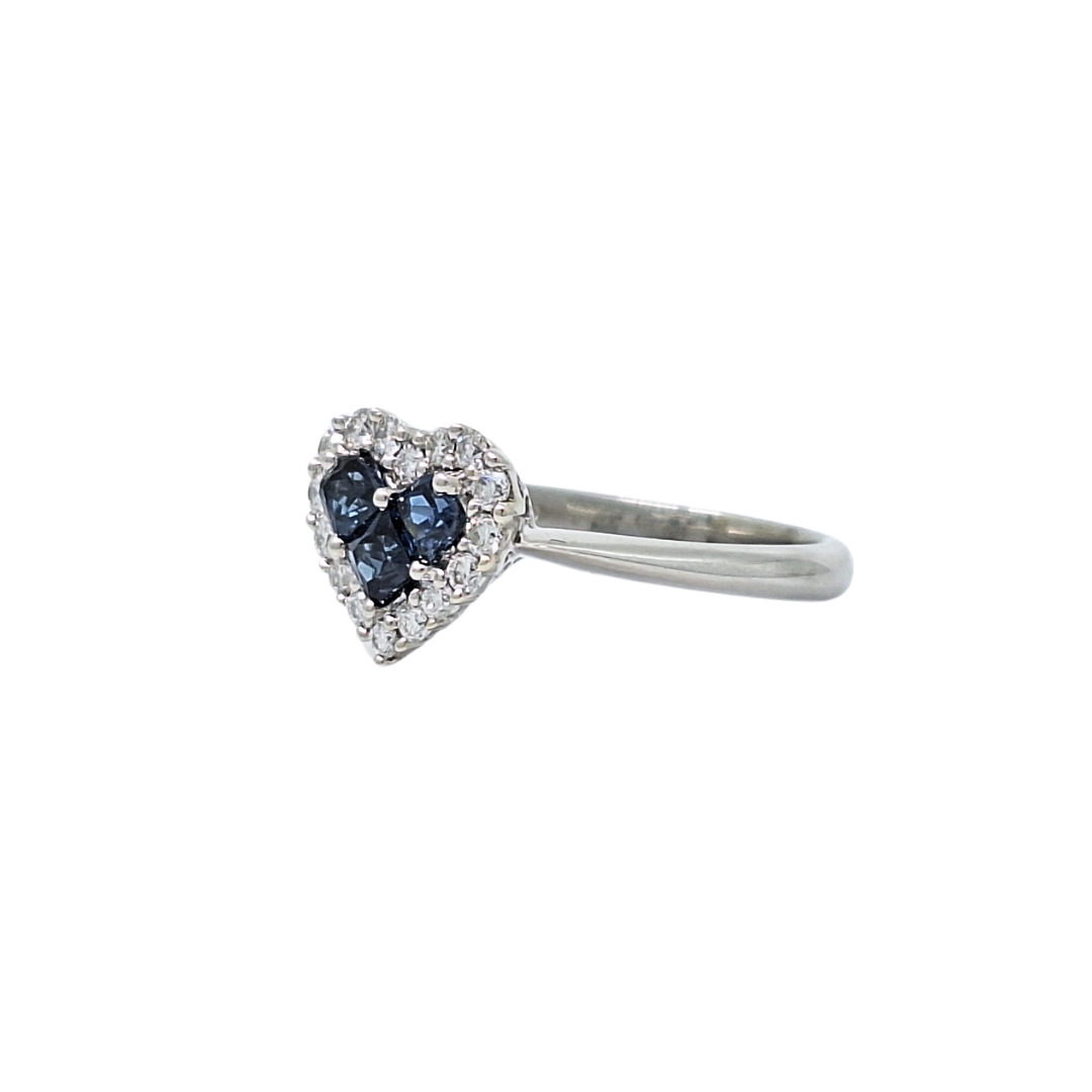 14ct White Gold Sapphire & Diamond Heart Ring