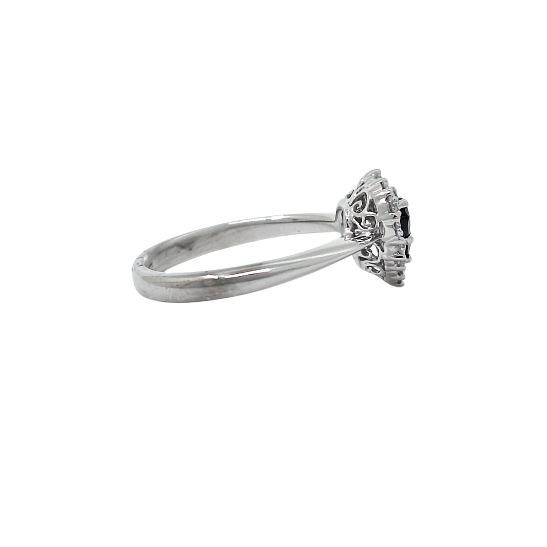 14ct White Gold Sapphire & Diamond Heart Ring