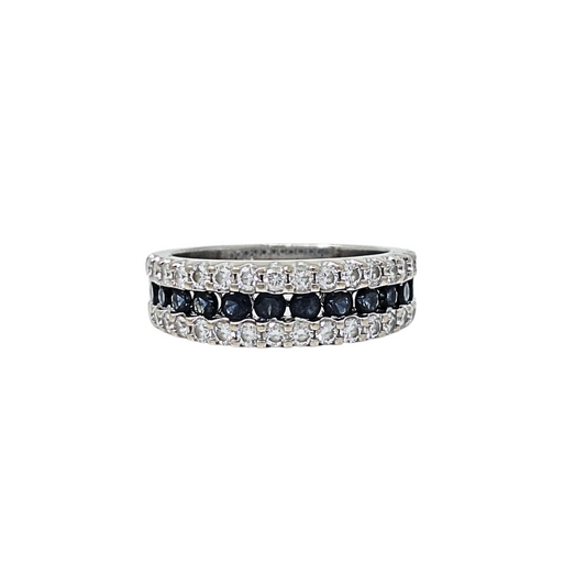 14ct White Gold Sapphire & Diamond Band ring