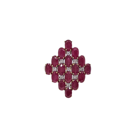 9ct Yellow Gold Ruby Cluster Ring
