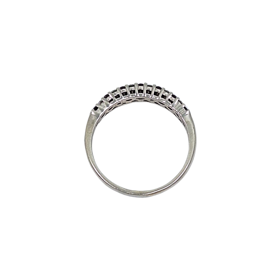 14ct White Gold Amethyst & Diamond Two Row Band Ring