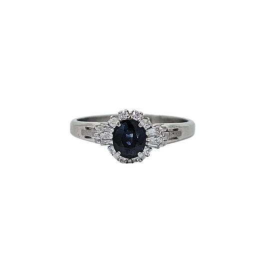 Platinum Sapphire & Diamond Cluster Ring