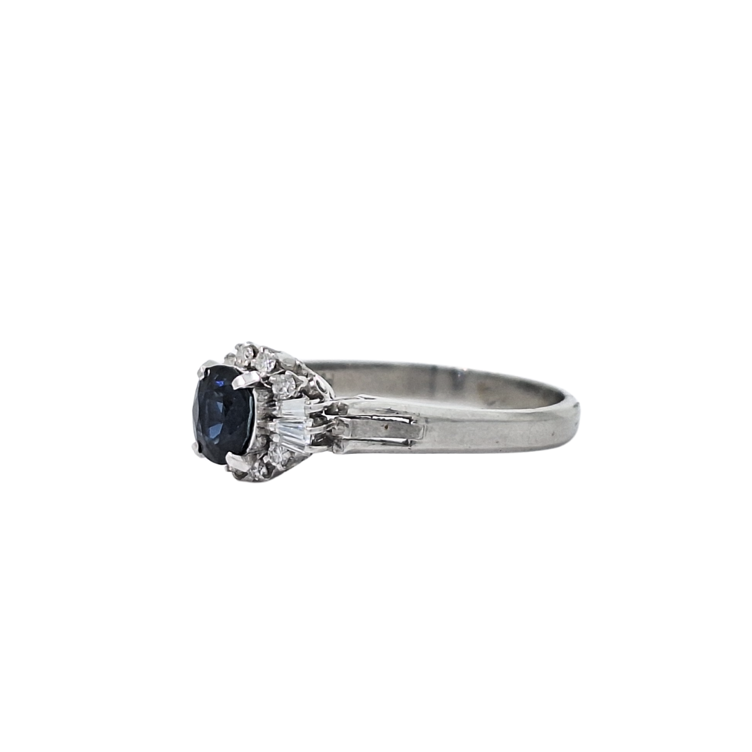 Platinum Sapphire & Diamond Cluster Ring