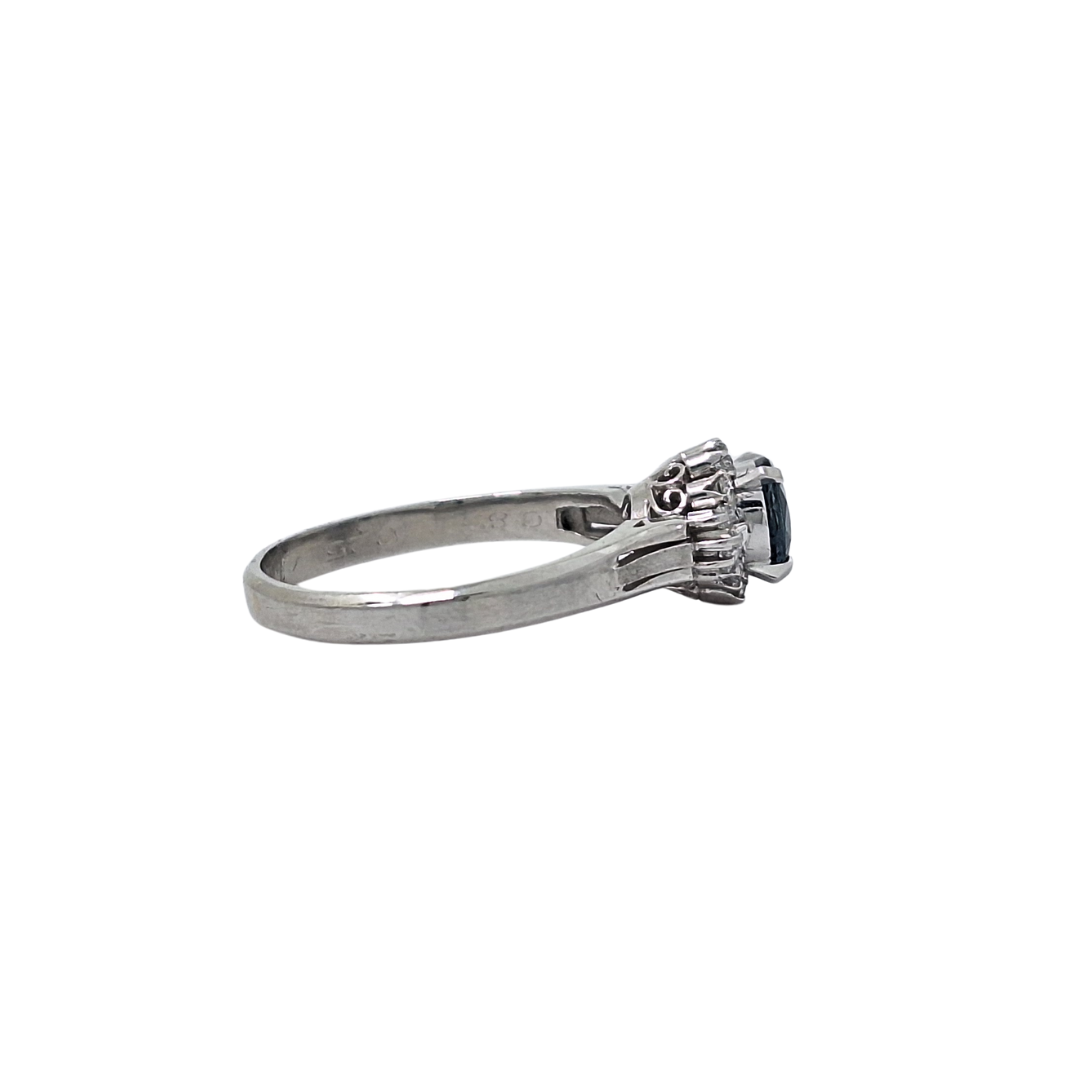 Platinum Sapphire & Diamond Cluster Ring
