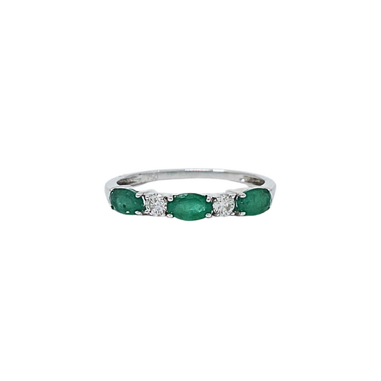 18ct White Gold Emerald & Diamond Eternity Ring
