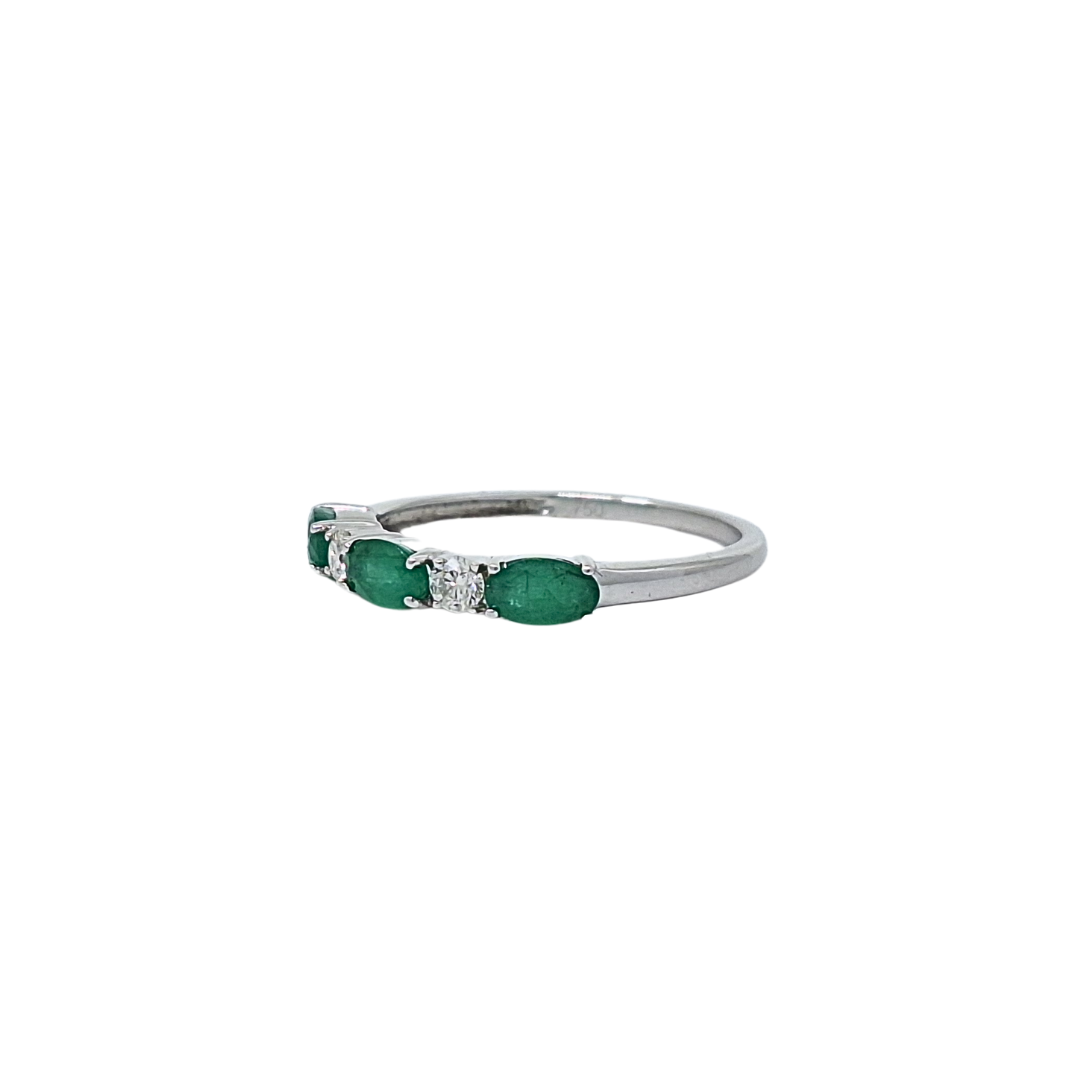18ct White Gold Emerald & Diamond Eternity Ring