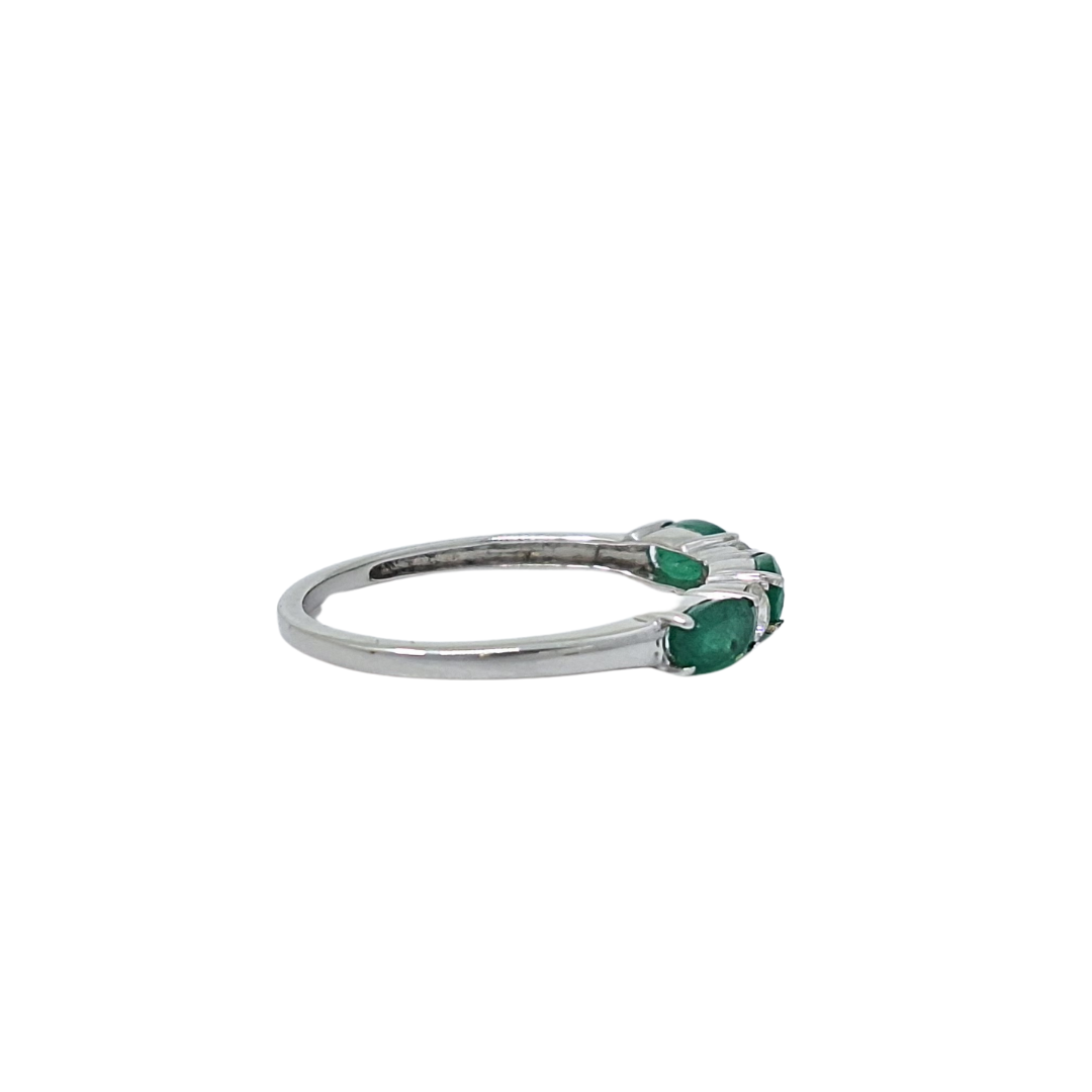18ct White Gold Emerald & Diamond Eternity Ring