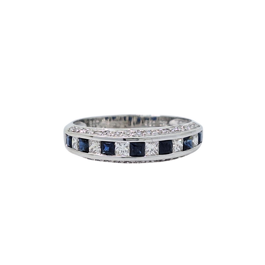 18ct White Gold Sapphire & Diamond Eternity Ring