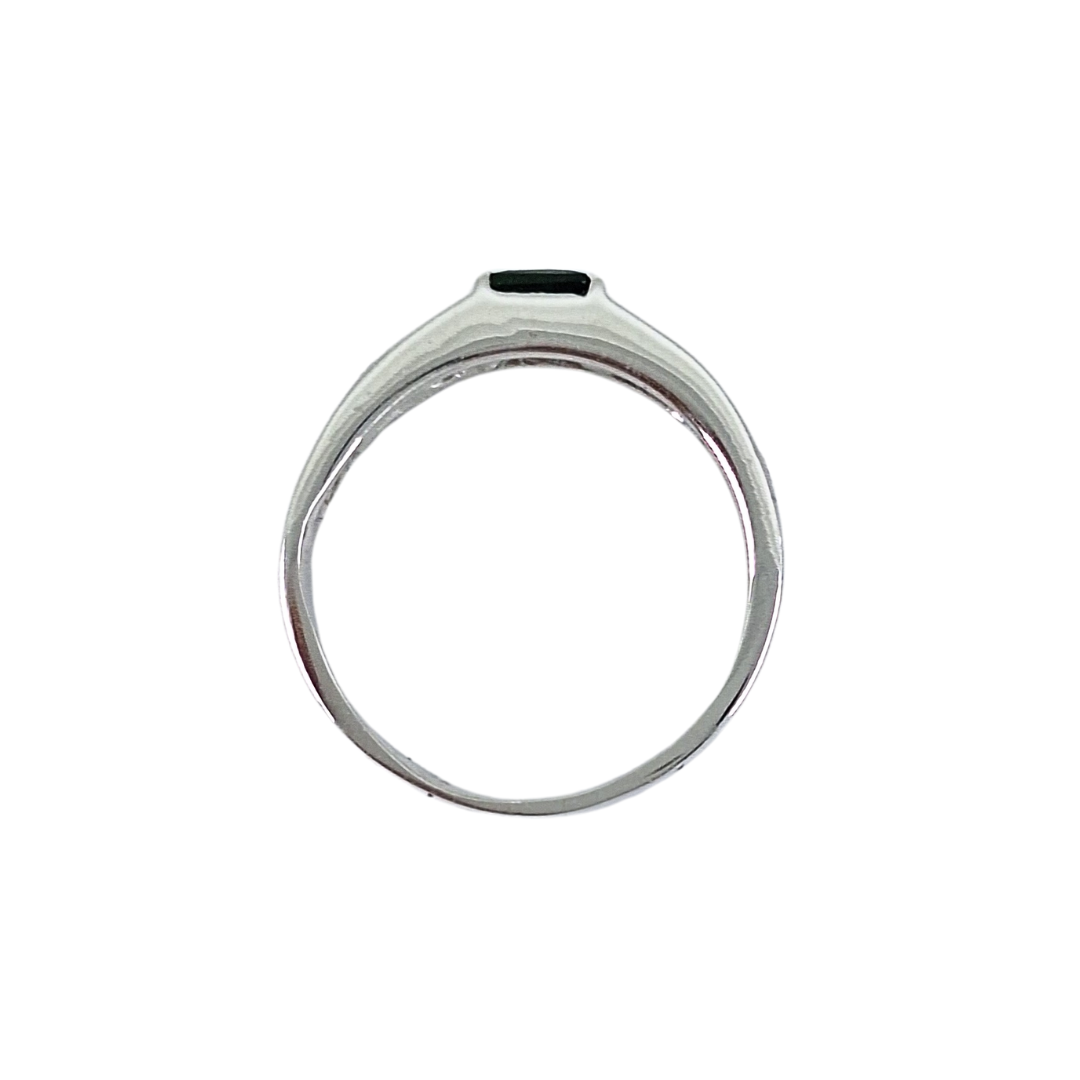 14ct White Gold Tzavorite & Diamond Ring