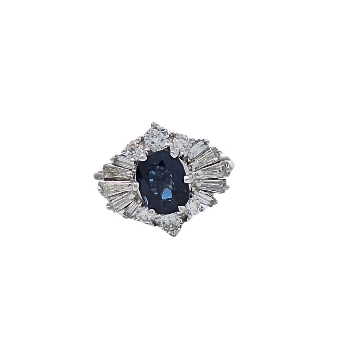 18ct White Gold Sapphire & Diamond Cluster Ring