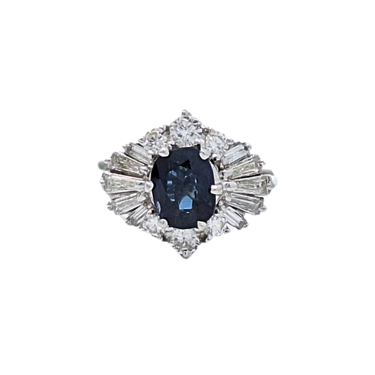 18ct White Gold Sapphire & Diamond Cluster Ring