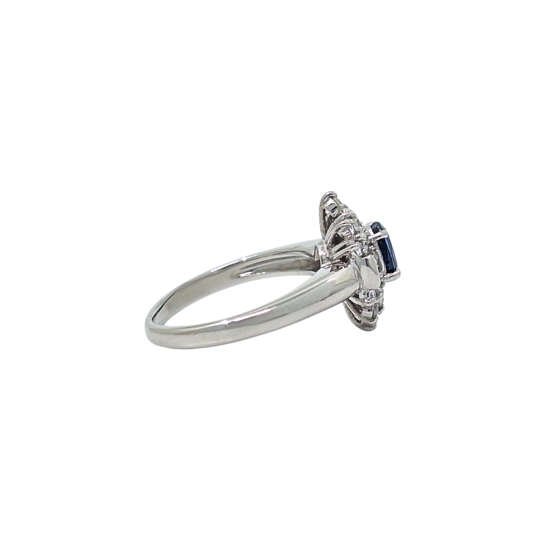 Platinum Sapphire & Diamond Cluster Ring