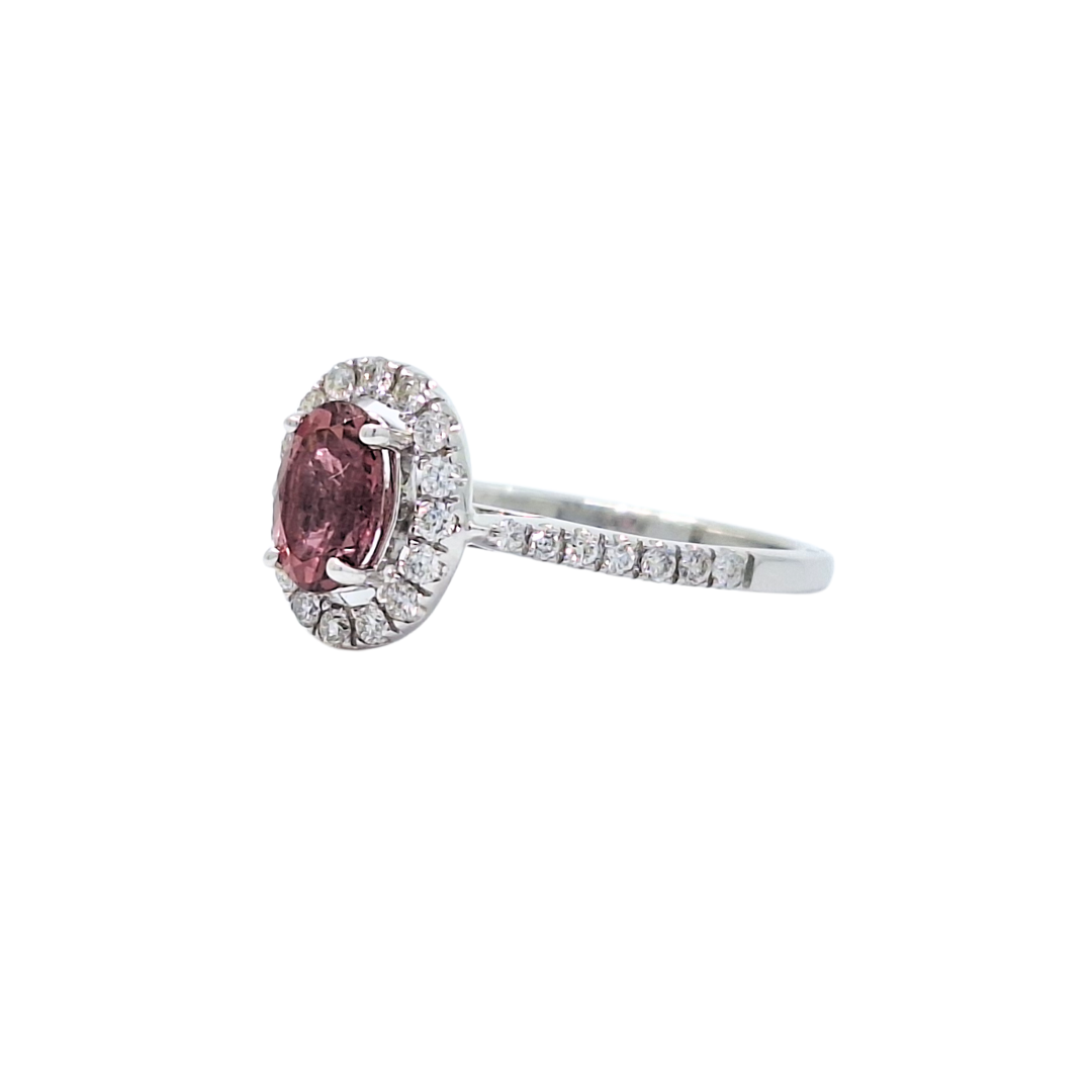 10ct White Gold Pink Tourmaline & Diamond Halo Ring & Diamond Eternity Ring