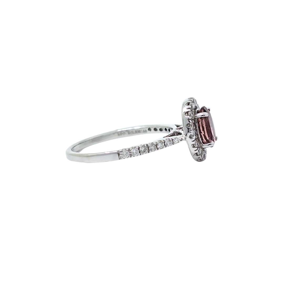 10ct White Gold Pink Tourmaline & Diamond Halo Ring & Diamond Eternity Ring