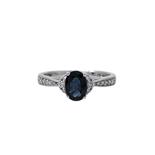 18ct White Gold Sapphire and Diamond Ring