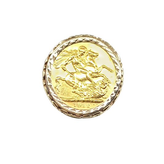 9ct/22ct Yellow Gold Full Sovereign Ring 1912