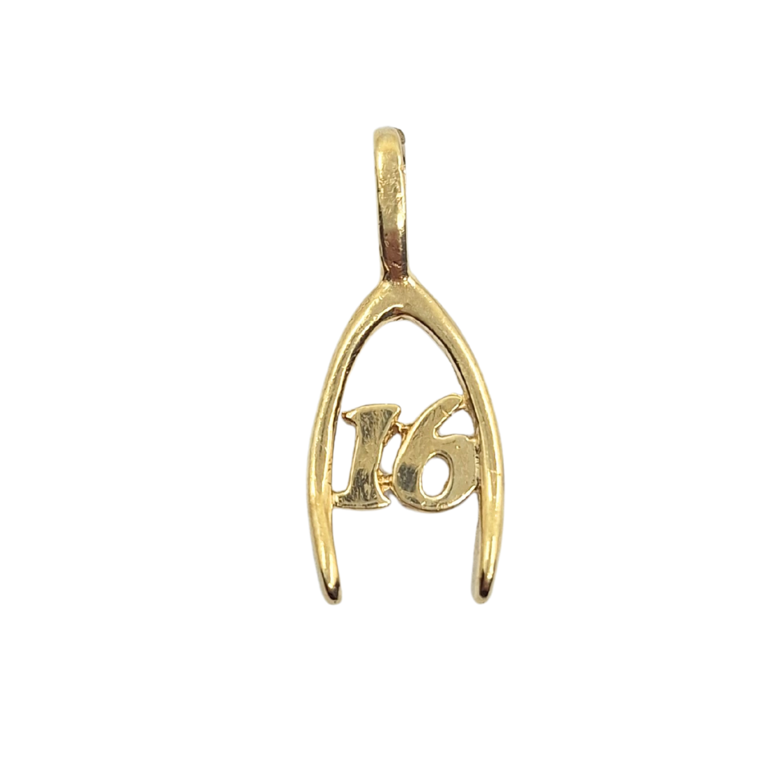 9ct Yellow Gold 16 Wishbone Pendant