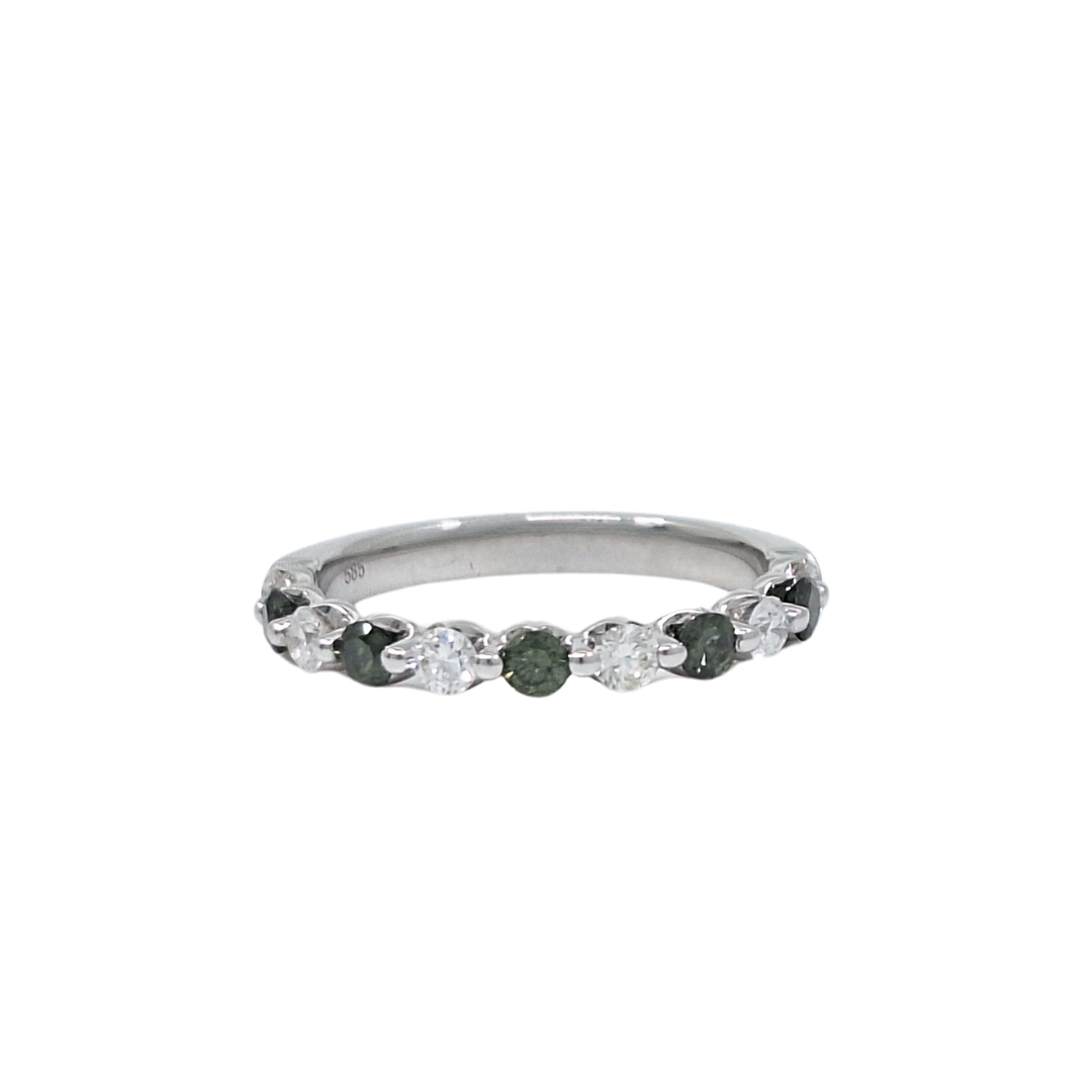 14ct White Gold Green Diamond & Diamond Eternity Ring