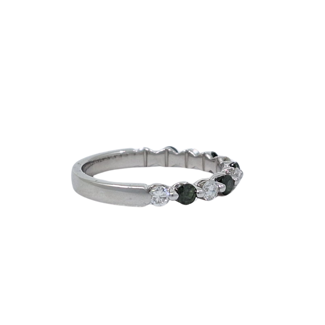 14ct White Gold Green Diamond & Diamond Eternity Ring