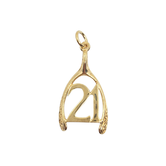 9ct Yellow Gold 21 Wishbone Pendant