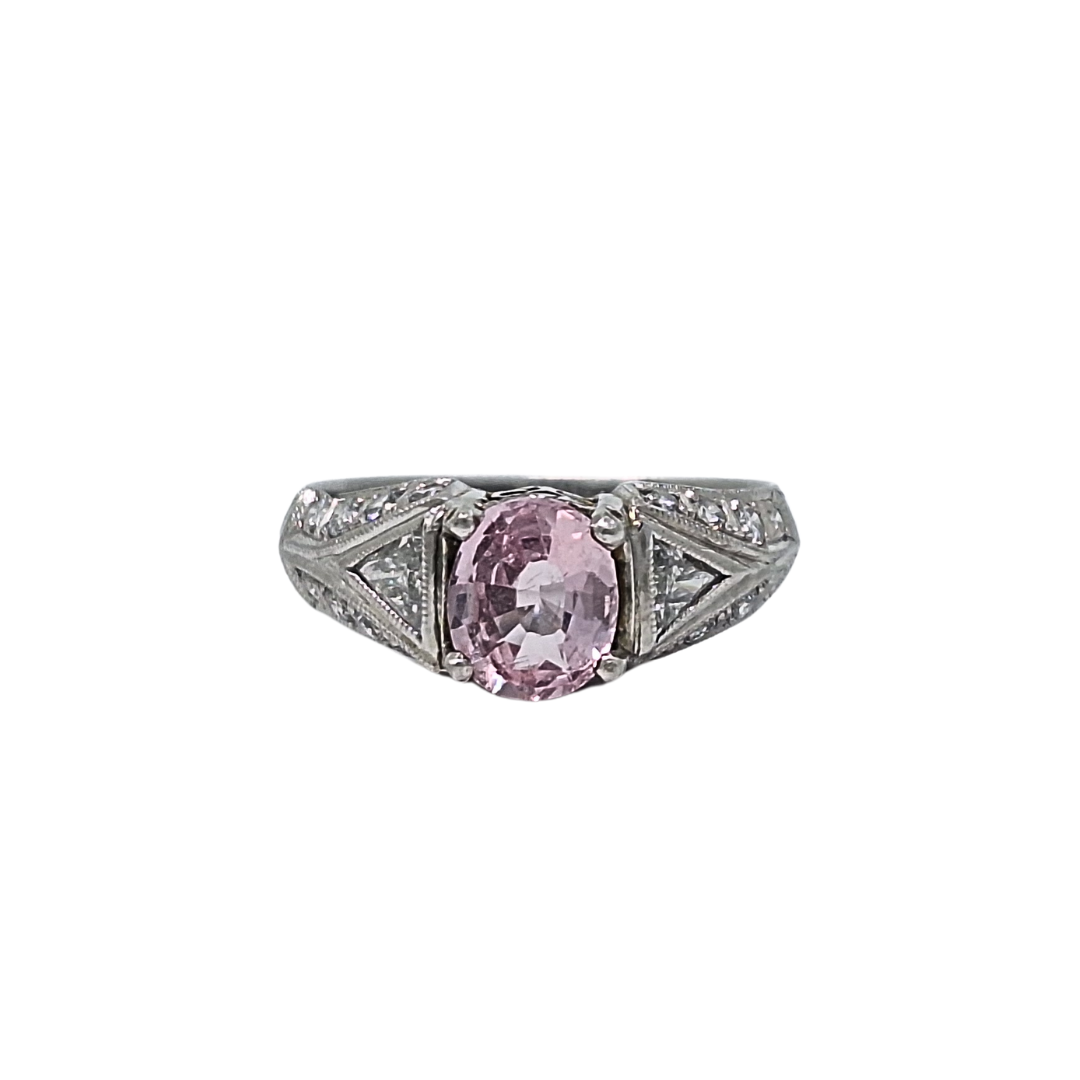 Platinum Pink Sapphire & Diamond Ring