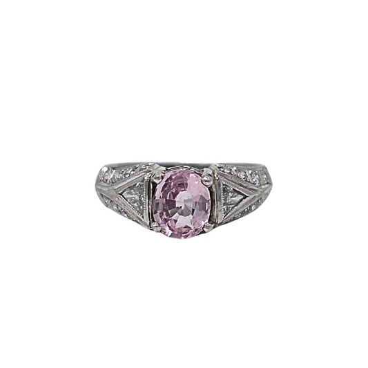 Platinum Pink Sapphire & Diamond Ring