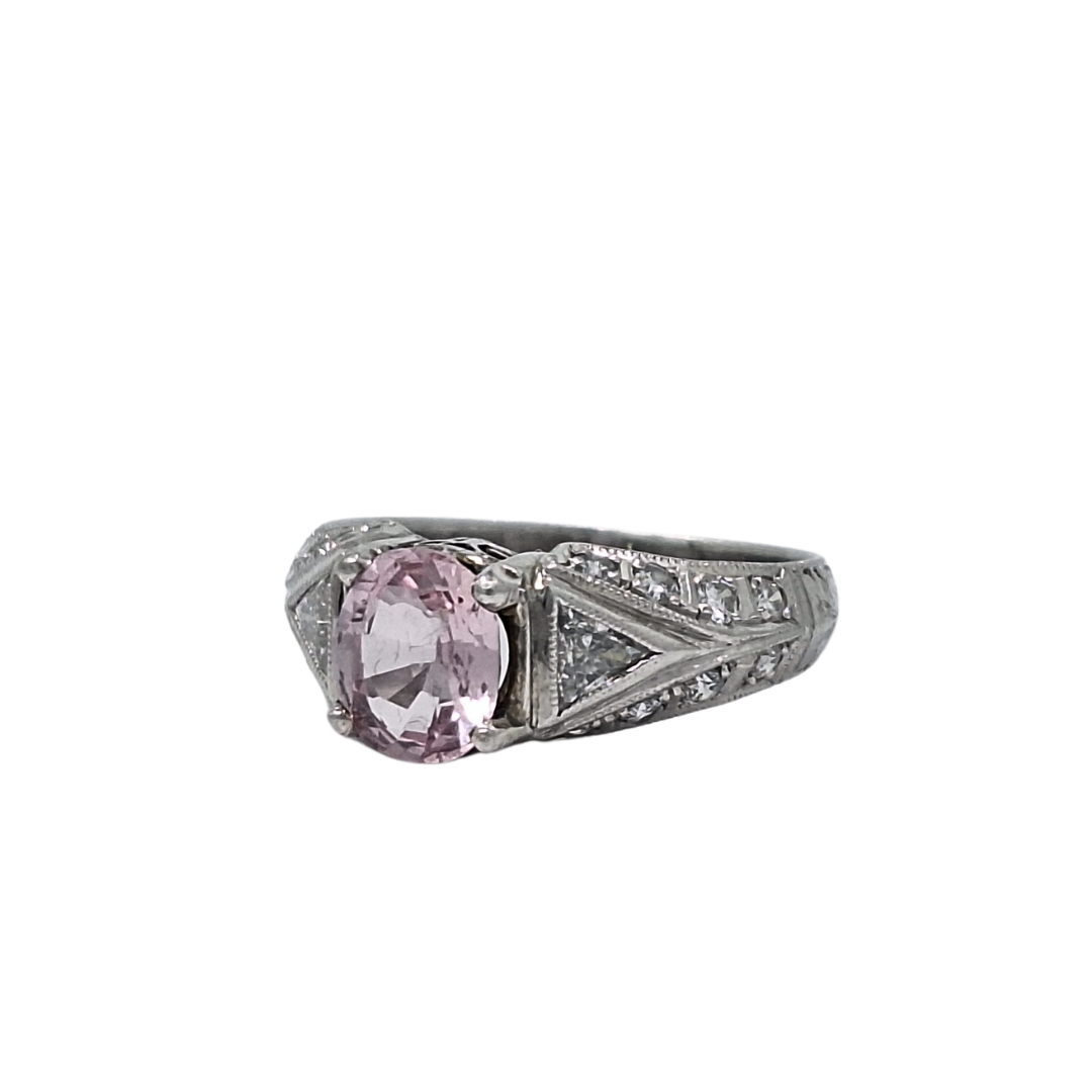 Platinum Pink Sapphire & Diamond Ring