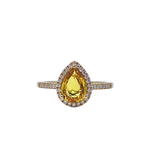 10ct Yellow Gold Citrine & Diamond Ring