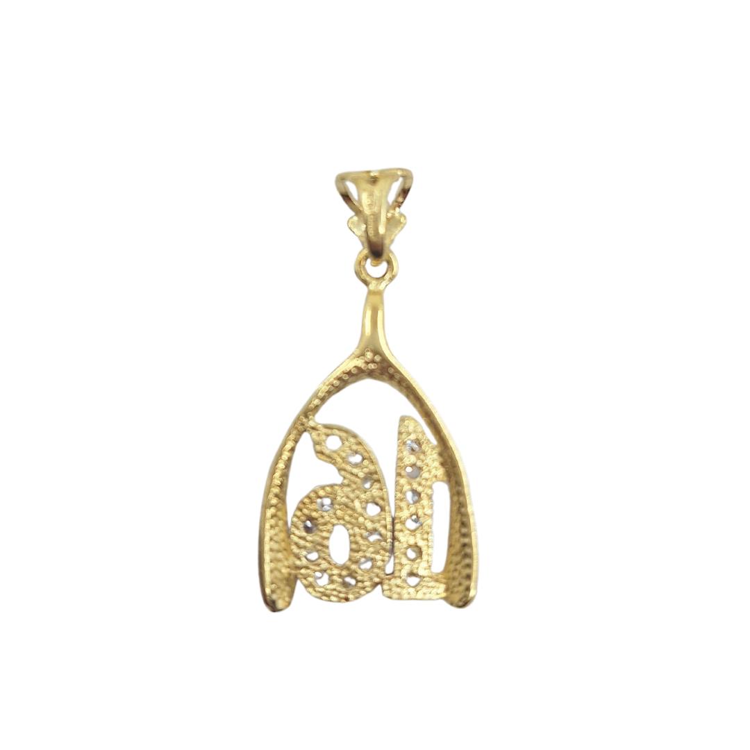 9ct Yellow Gold Cubic Zirconia 16 Wishbone Pendant