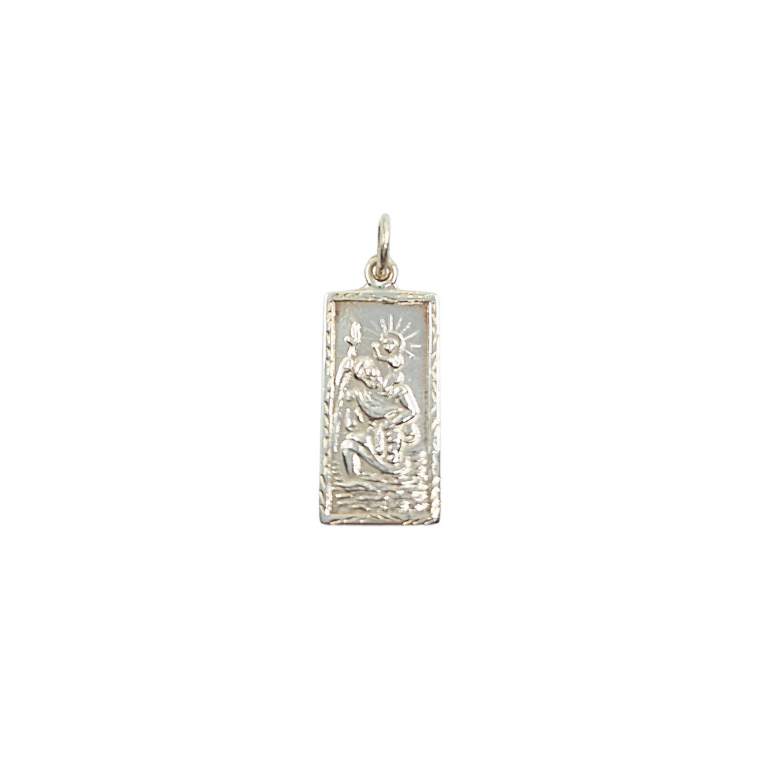 Silver Rectangle St Christopher Pendant