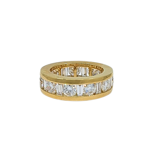 18ct Yellow Gold Gents Ethnical Diamond Full Eternity Ring 6.50ct