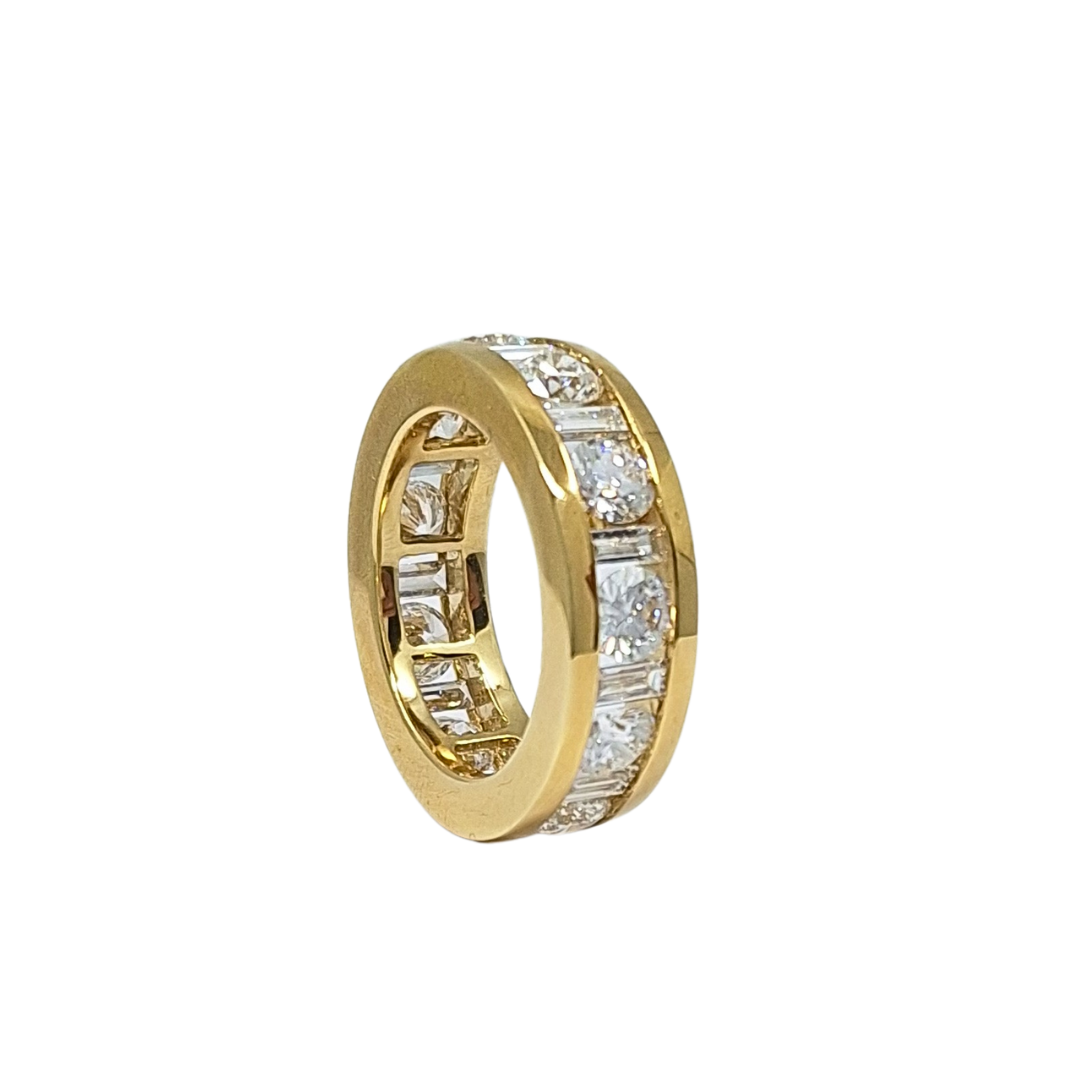 18ct Yellow Gold Gents Ethnical Diamond Full Eternity Ring 6.50ct