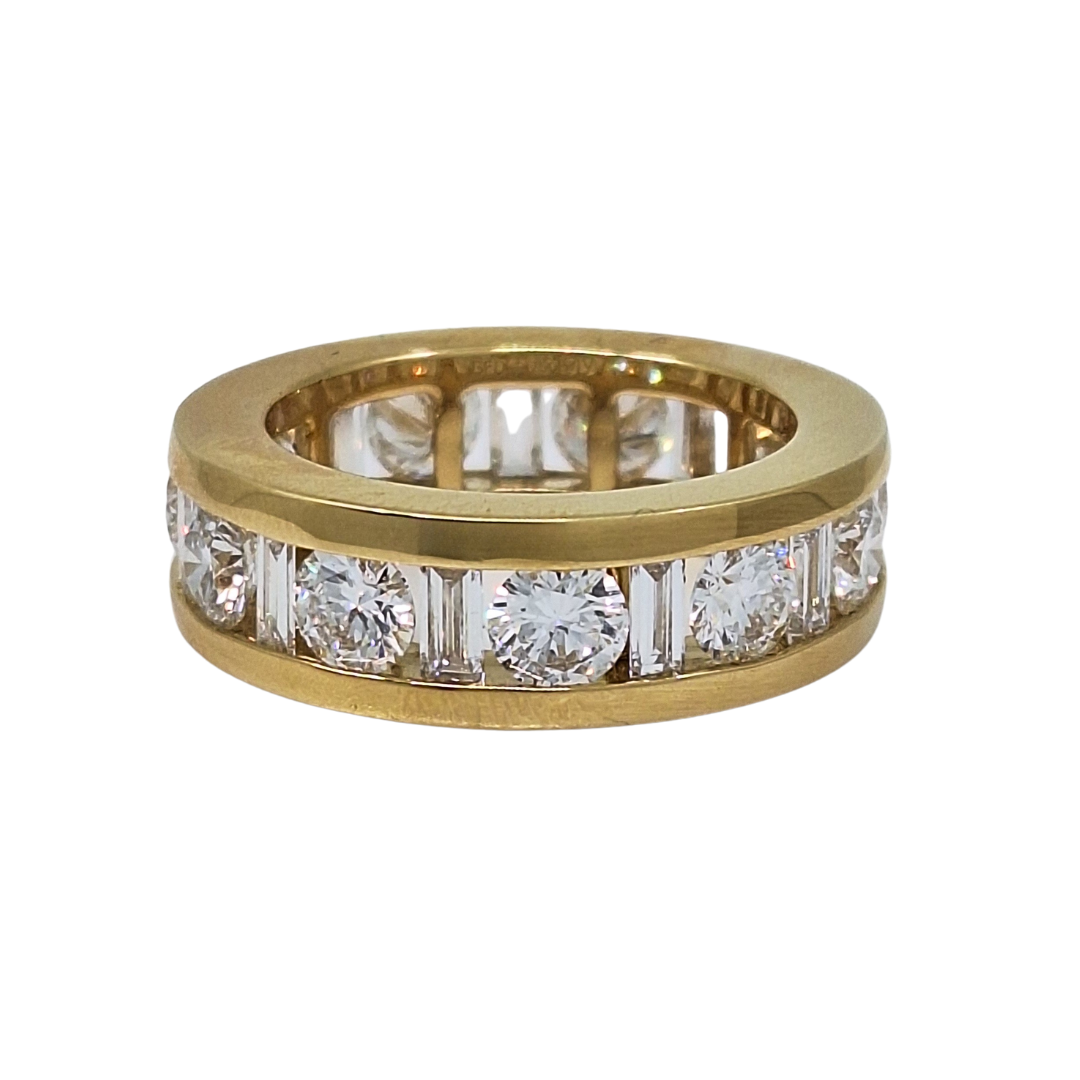 18ct Yellow Gold Gents Ethnical Diamond Full Eternity Ring 6.50ct