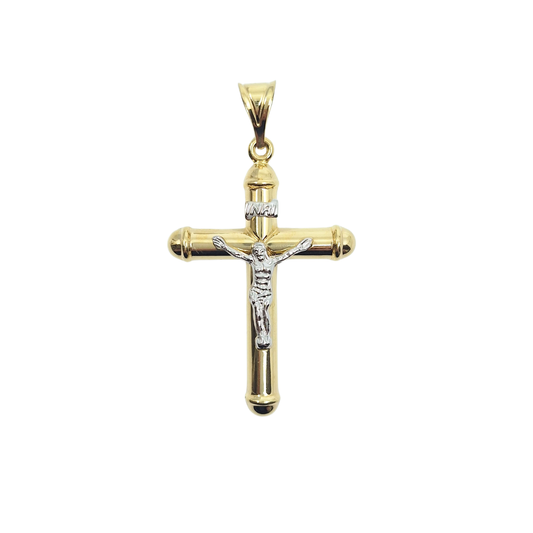 14ct Yellow & White Gold Hollow Crucifix Pendant