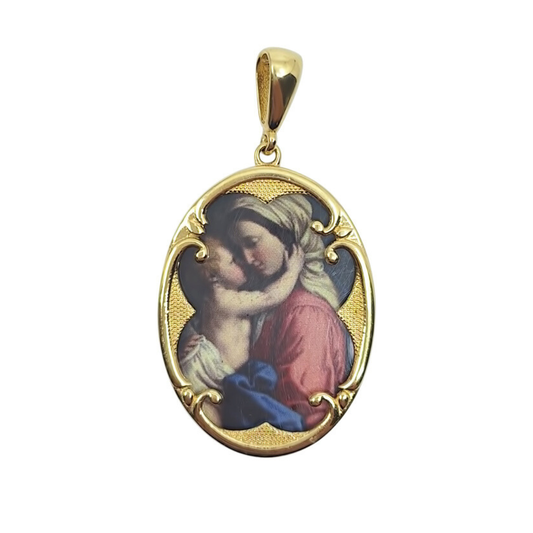 14ct Yellow Gold Mary & Baby Jesus Pendant