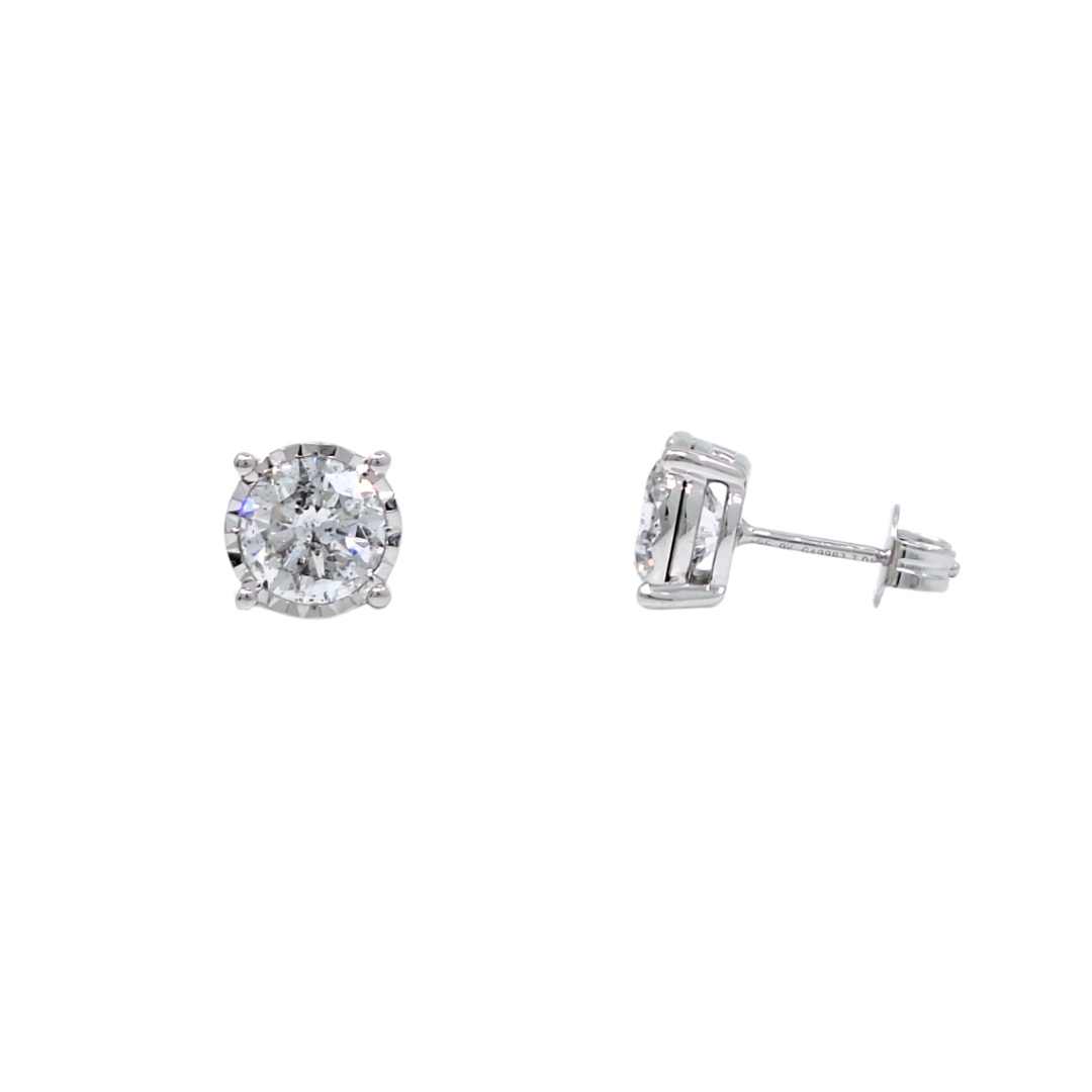 9ct White Gold Diamond Solitaire Studs 1.80ct