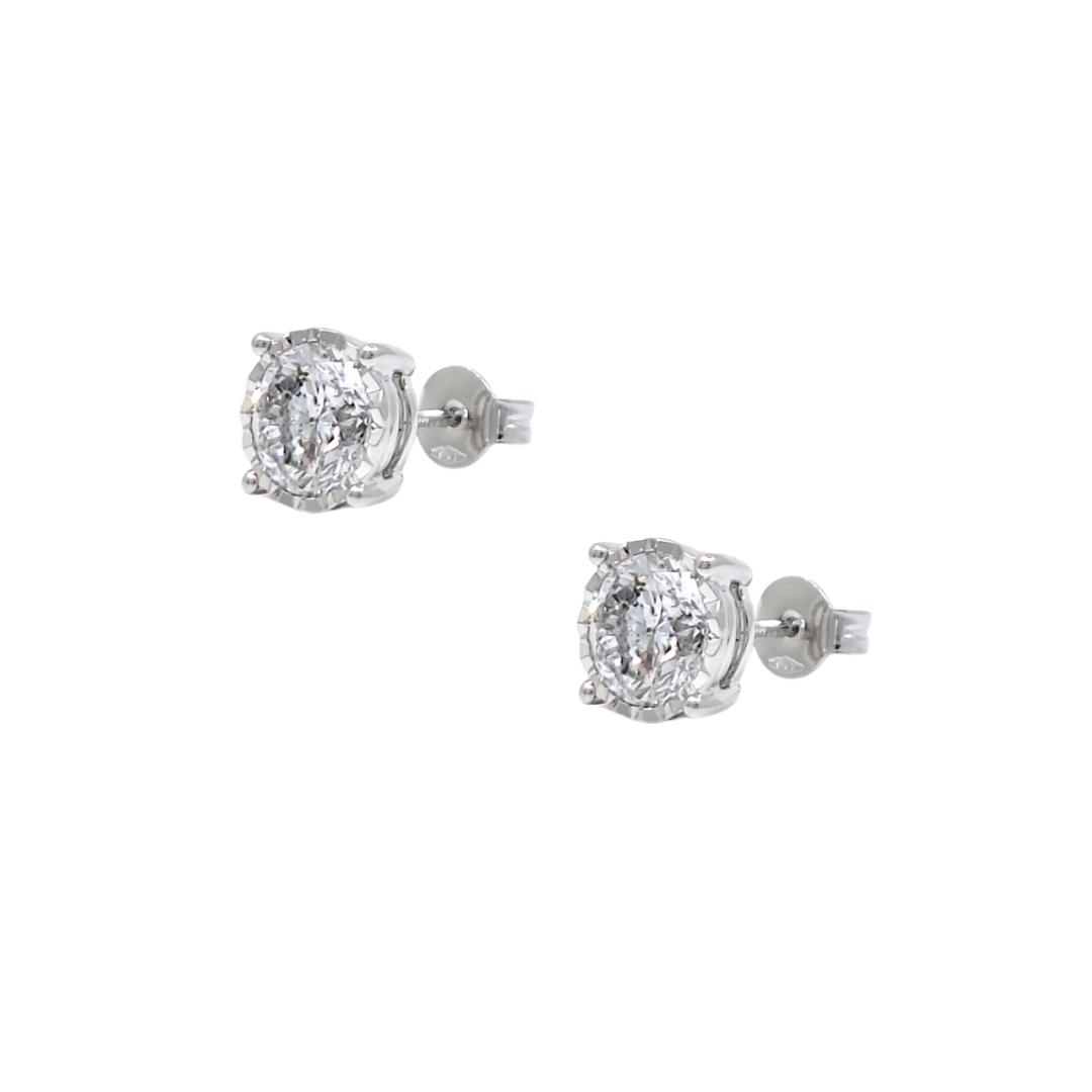 9ct White Gold Diamond Solitaire Studs 1.80ct