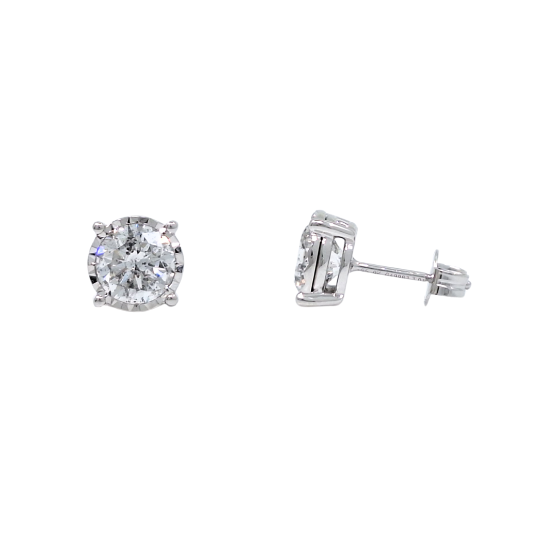 9ct White Gold Diamond Solitaire Earrings 2.30ct