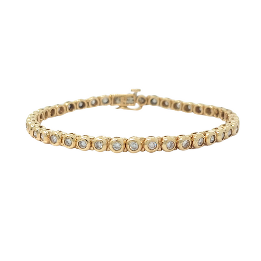 9ct Yellow Gold Diamond Tennis Bracelet 2ct