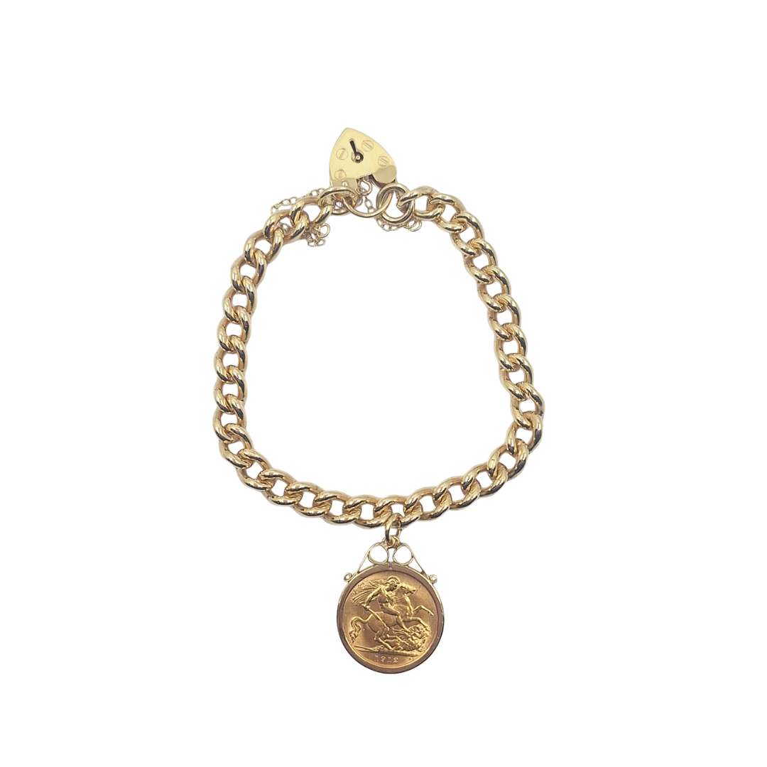 9ct Yellow Gold Half Sov 1912 Charm Bracelet