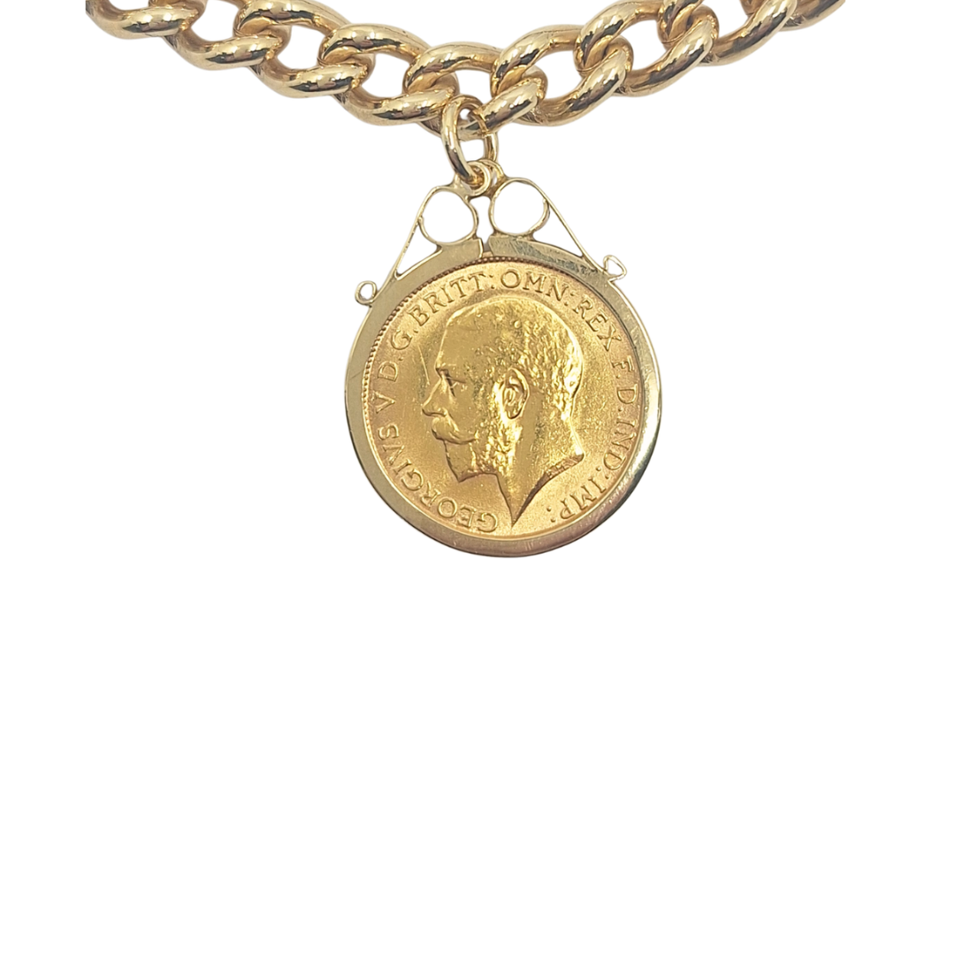 9ct Yellow Gold Half Sov 1912 Charm Bracelet