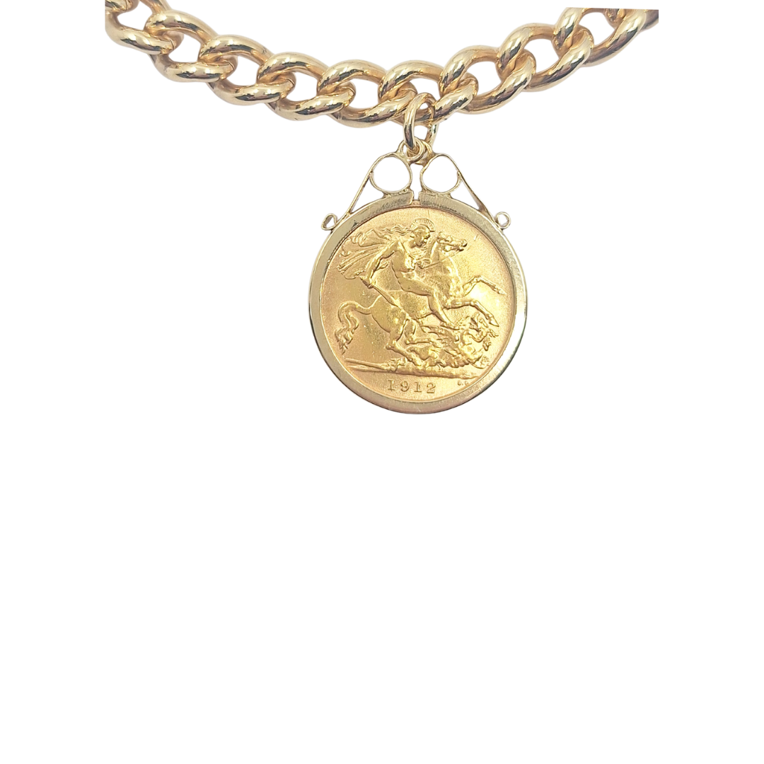 9ct Yellow Gold Half Sov 1912 Charm Bracelet