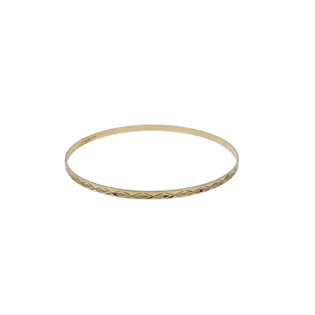 9ct Yellow Gold Patterned Slave Bangle