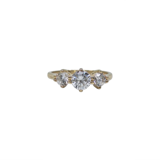 14ct Yellow Gold Three Stone CZ Ring