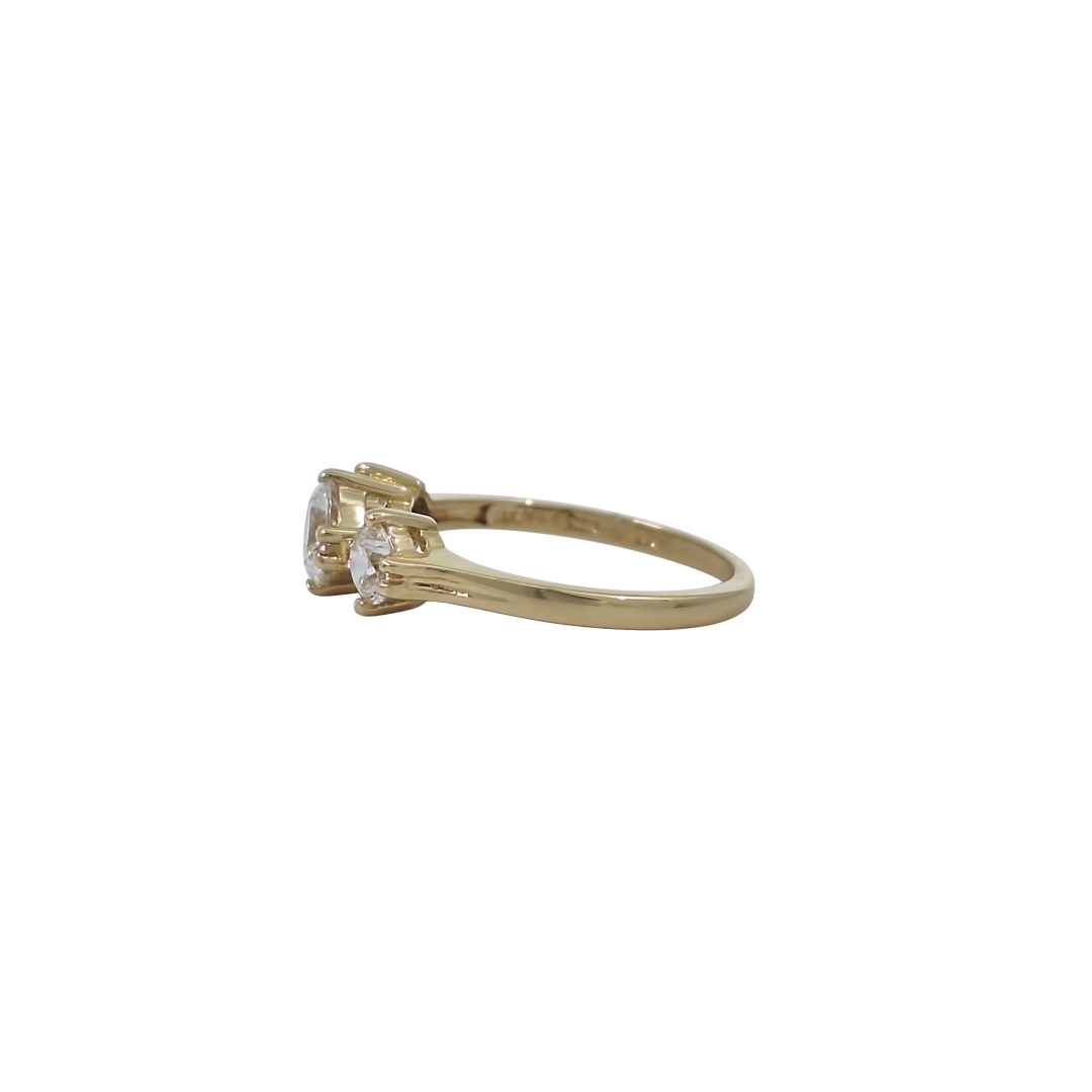 14ct Yellow Gold Three Stone CZ Ring