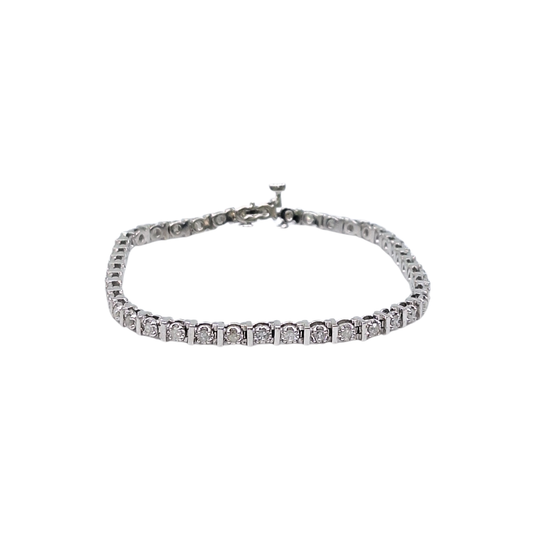 10ct White Gold Diamond Tennis Bracelet 6.5"