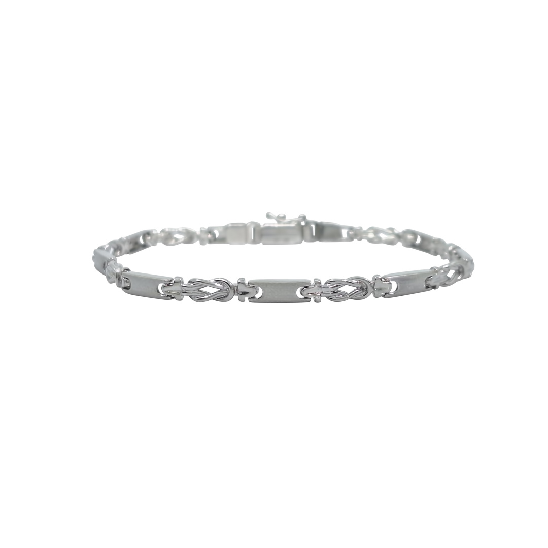 14ct White Gold Fancy Link Bracelet 7.5"