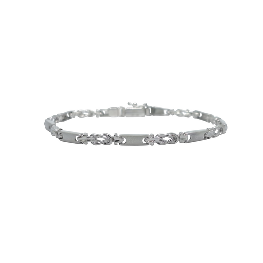 14ct White Gold Fancy Link Bracelet 7.5"