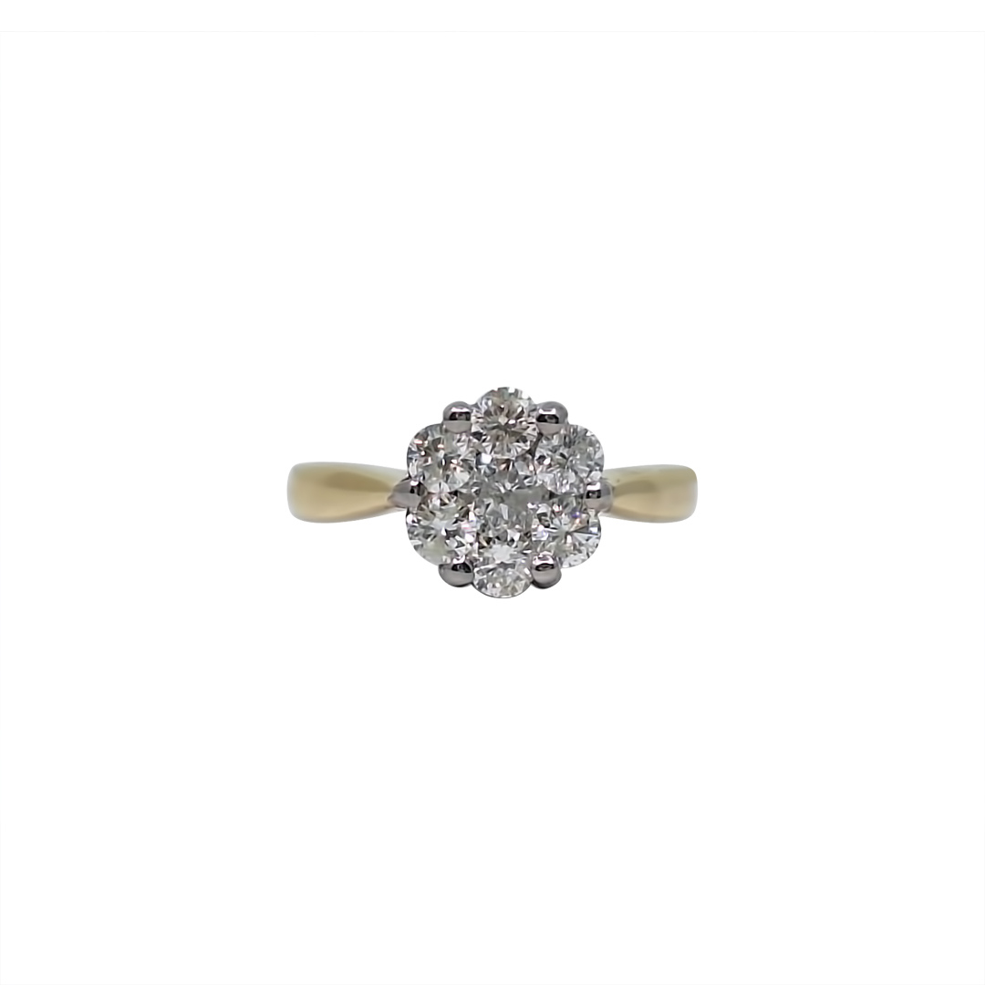 18ct Yellow Gold Diamond Cluster Ring 1.50ct