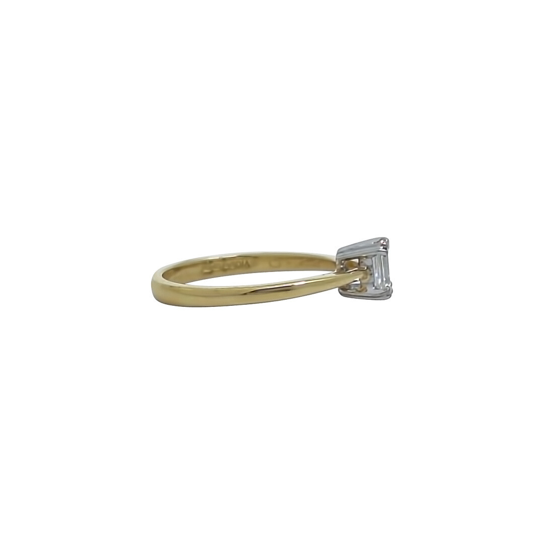 18ct Yellow Gold Emerald Cut Diamond Solitaire Ring 0.44ct